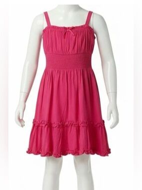 Rare Editions Bright Pink Smocked Sundress